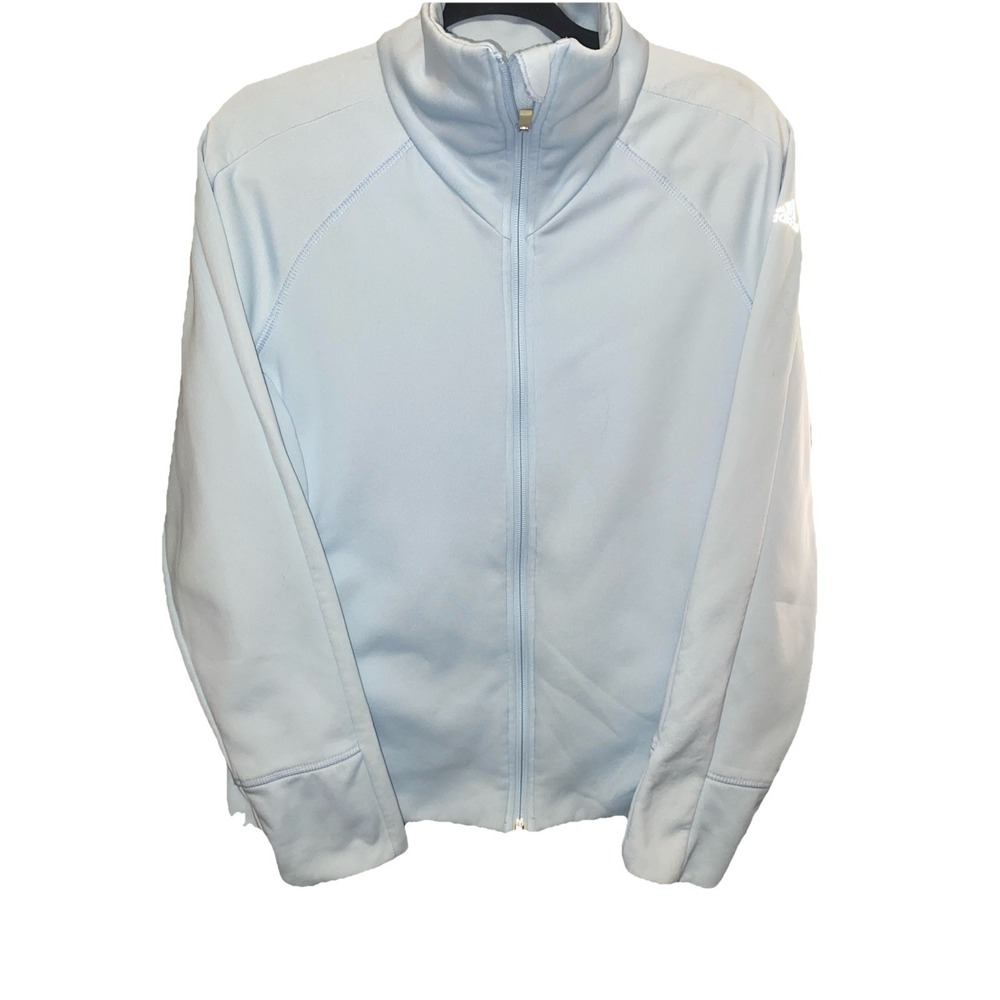 Adidas Womens L Jacket Full Zip ClimaWarm Fitted Powder Blue Athletic - Picture 3 of 12